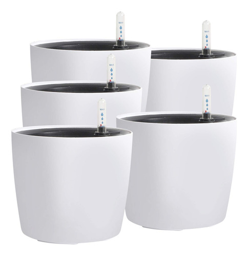 Macetas De Riego Automático 7 Blancas, Juego De 5 Unidades