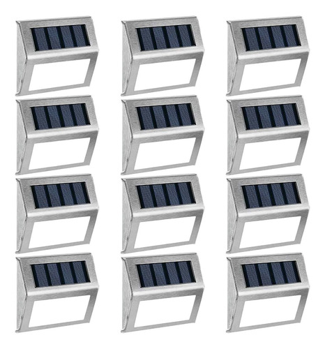 Gigalumi 12 Pack Solar Deck Lights,3 Led Solar Stair Lights,