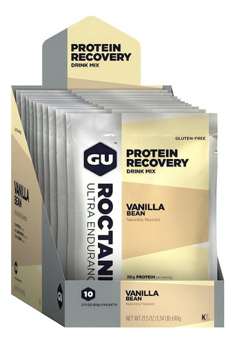 Gu Protein Recovery Roctane Drink Mix Gu Energy Caja 10 Unid Sabor Vainilla