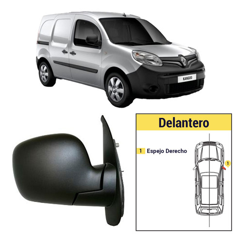 Espejo Derecho Manual Renault Kangoo 2008/2013