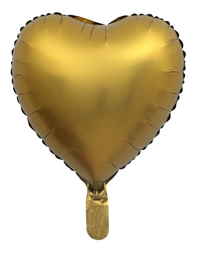 Globo Corazón Dorado Metalizado Cromado Satinado Reflex