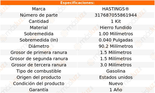 Set Anillos Pistón 1.00 E-250 V8 4.6l 12/14 Hastings