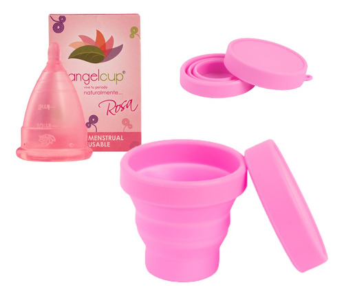 Copa Menstrual Angelcup Lila O Rosa Y Vaso Esterilizador