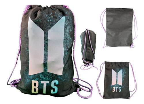 50 Bolsas Mochilita Dulcero Bts Kpop Army Recuerdo Regalo Negro Mochilitas Bts Logo Modelo 1