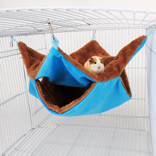 Hamster Hammock Jaula Colgante Casa De Cama Cálida Azul