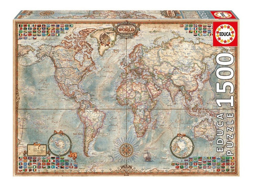Rompecabezas Educa Borras El Mundo, Mapa Político 16005 de 1500 piezas