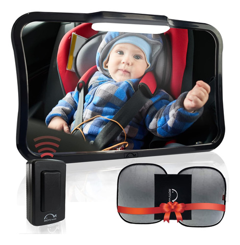 Moyu Home Baby Car Mirror, 3 Modes Led Asiento Trasero Espej