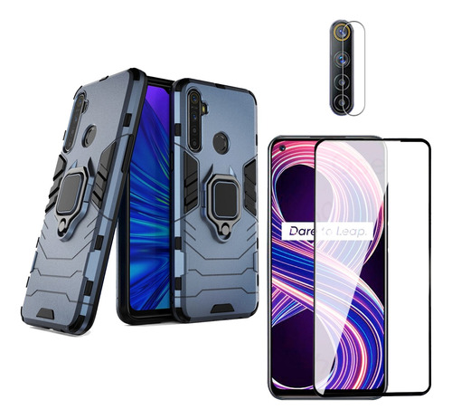 Estuche Celular Realme + Vidrio Templado + Protector Camara