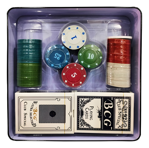Juego De Poker Incluye Cartas 100 Fichas Mazos Casino