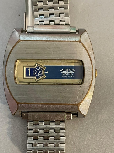 Reloj Mentor Digital Acero Inoxidable Hebilla Simple Azul Acero Acero Beige (Usado)