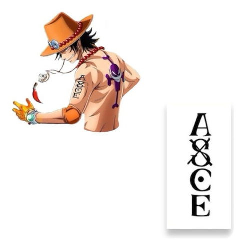 Tatuaje Temporal Monkey D Luffy Ace Portgas Tattoo One Piece