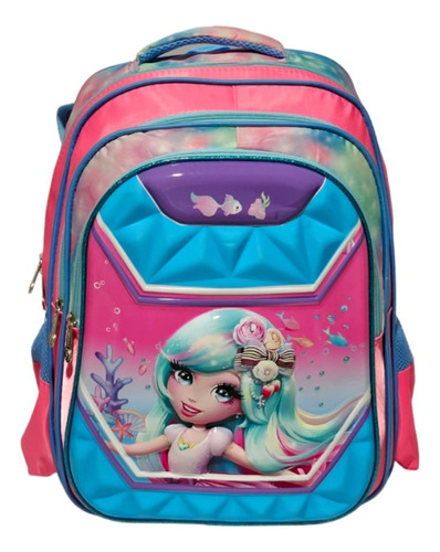 Mochila Costas Infantil Meninas Unicornio Sereia 3d