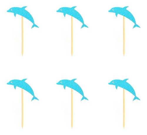 Adornos Para Tartas Con Diseño De Delfines Azules, 24 Unidad