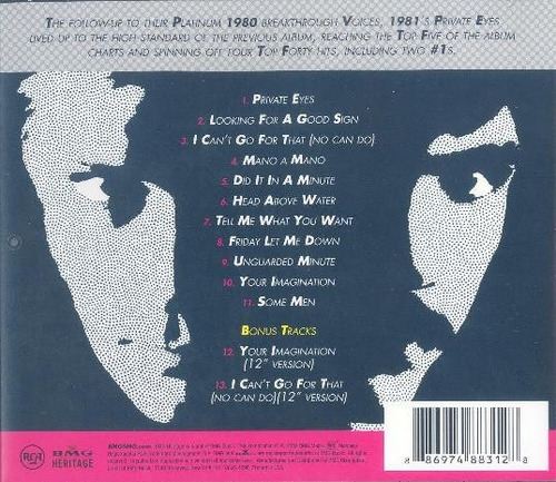Daryl Hall & John Oates Cd: Private Eyes ( U S A - Cerrado )