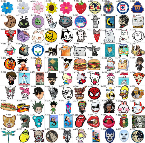 15 Sticker Parches Tela Escoger Calavera Emoji Gato Celular