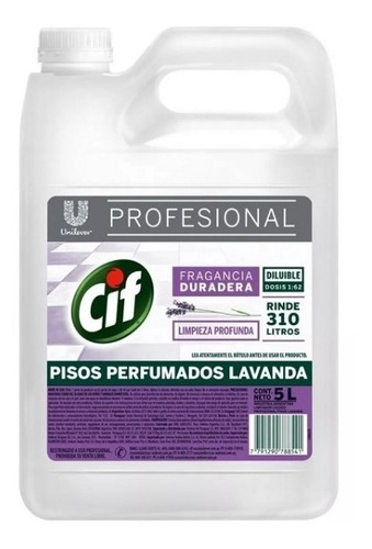 Cif Limpiador De Pisos Lavanda Unilever Profesional 5 Lts