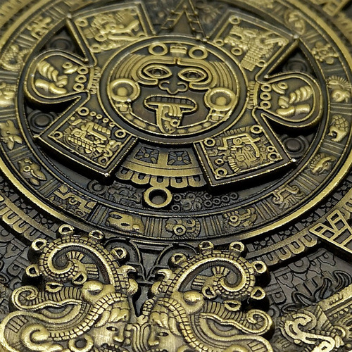 Imagen 9 de 11 de 80mm Dia Maya Azteca Verde Bronce Moneda Medallón Arte