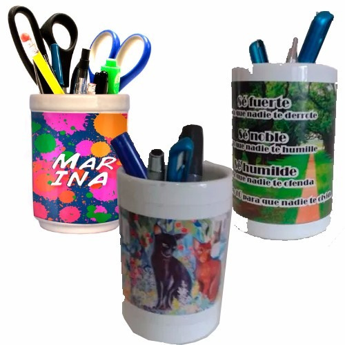 Vasoportalapiz Ceramico Personalizado Diametro 7 Cm Alt 10cm