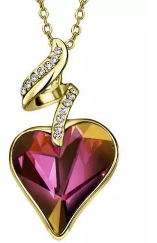 Collar Corazón Lazos Amor Cristal Zirconias Corte Diamante 