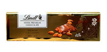 Chocolate Lindt Leche Y Almendras 300 Gramos