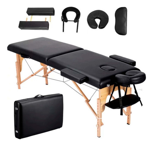 Cama Para Masaje Pro Portatil Camilla Accesorios Incluidos Color Negro