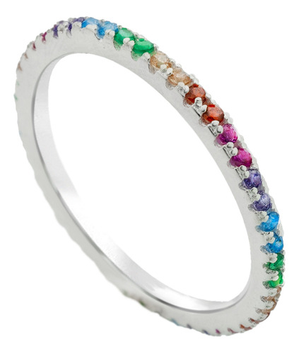 Anillo Churumbela Zirconia Multicolor 100% Plata Fina 925