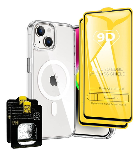 Pack 1 Funda + 4 Mica Cristal Para iPhone 15/ Plus/ Pro/ Max