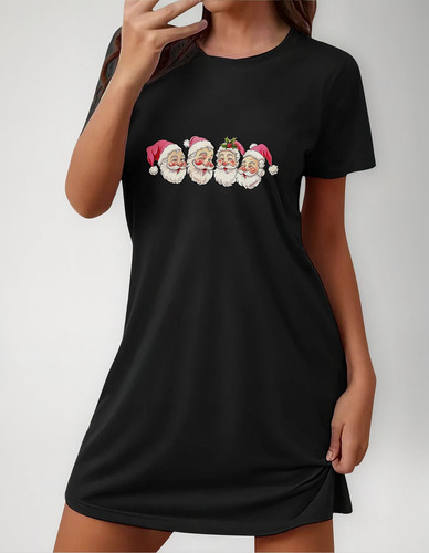 Camisón Corto De Talla Grande De Navidad Para Mujer Con Dise