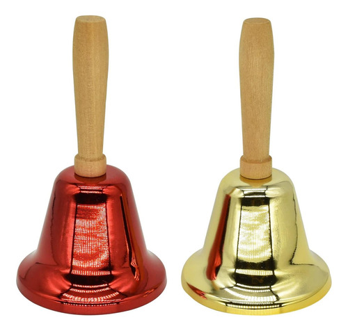 2 Pcs Campanas A Mano Bellas De Mano Fuerte Señal De Metal Y