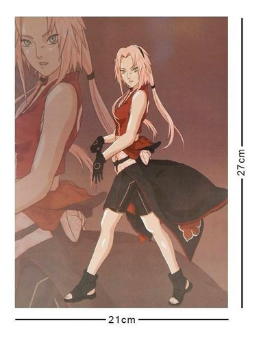 Naruto Cromo Poster Tamaño Carta Sakura Guantes