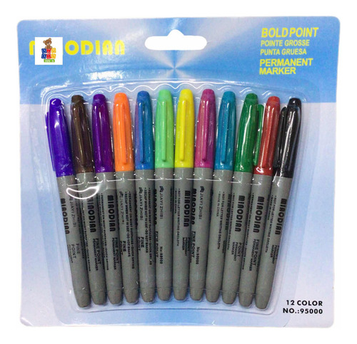 12 Plumon Marcador Permanente Tipo Sharpie Colores