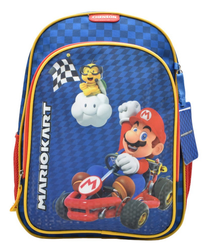 Mochila Mario Bros Go Kar Azul Primaria Mb66163 Chenson 