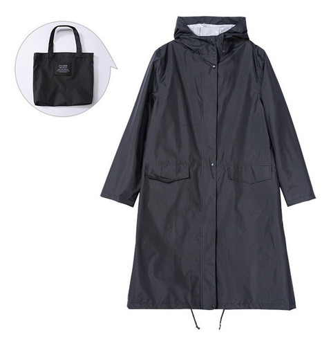 Gabardina Impermeable Mujer Color Sólido Con Capucha