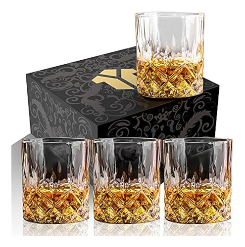 Juego De 4 Vasos De Whisky De Cristal Opayly, Vasos Rocks, V