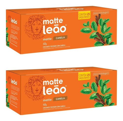 Chá Mate Leão Original Com 25 Saquinhos- Kit C/2 Caixas