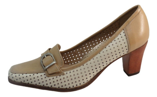 Sport Cuero Vacuno Camel Y Beige, Taco 6,5 Cms  Par N° 37