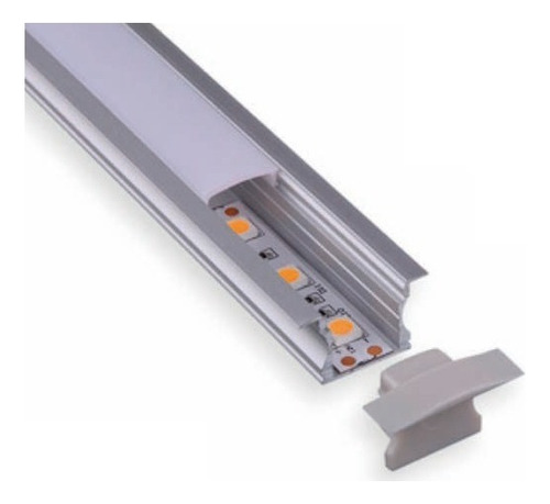 Pack 5: Perfil Aluminio Para Empotrar Tira De Led 2 Metros Luz Opalino