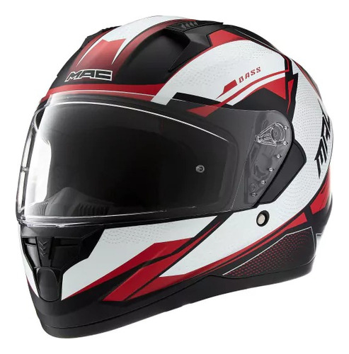 Casco Mac Zepelin Integral Blanco Rojo Negro Talle M Genamax