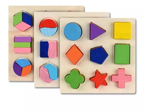 Juguete Montessori 3 Geométricas Madera