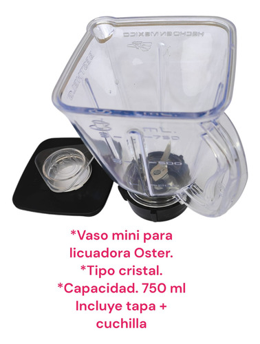 1 Vaso Para Licuadora Oster Clasico Cuadrado 750 Ml Plastic