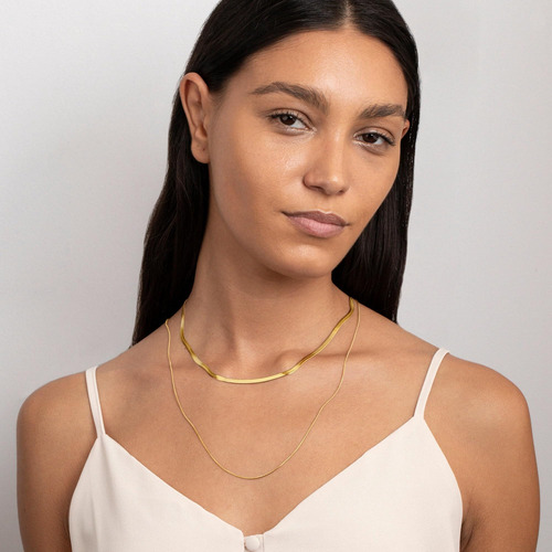 Chesky 14 K Banhado A Ouro Cobra Corrente Colar De Ouro Espi