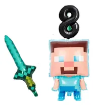 Comprar Globo Premium Minecraft Espada 66cm Personaje Verde Combo De Globo Minecraft Personaje Grande Más Espada