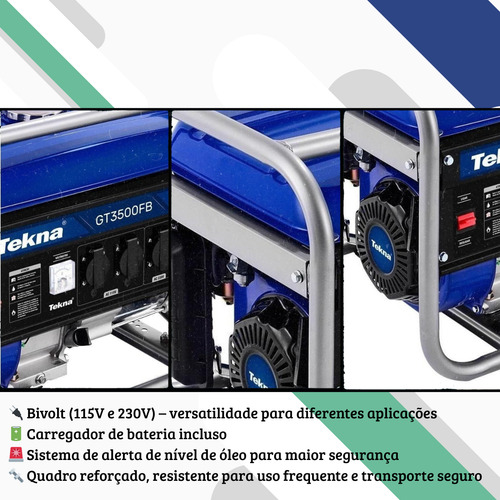 Gerador Tekna Gt3500fb Bivolt 4 Tempos Camping E Ferramentas