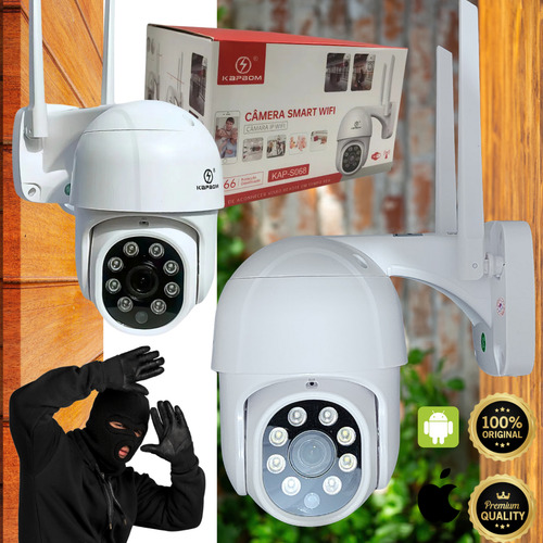 Câmera Segurança Wi-fi 360° Visão Noturna Ip66 Hd 1080p Branco