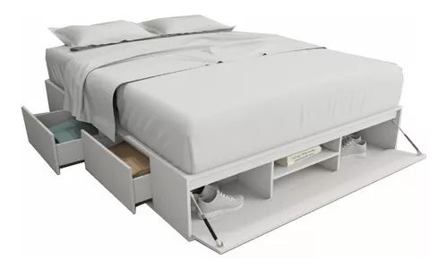 Cama Box Baúl + 4 Cajones blanco – Muebles New Style