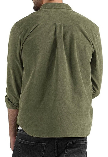 Camisa Holgada De Pana De Color Liso De Moda Para Hombre