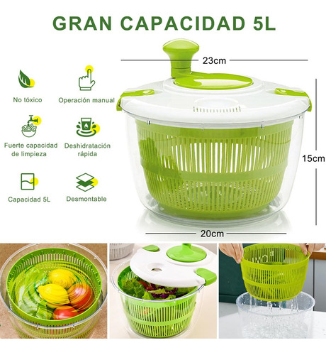 5l Centrifugadora De Lechuga Y Ensaladas, Escurridor Y