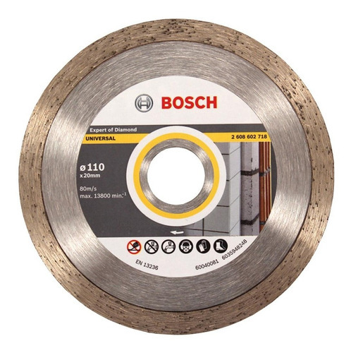 Disco De Corte Diamantado 110 Mm Continuo Bosch 2608602718 Cor Cinza