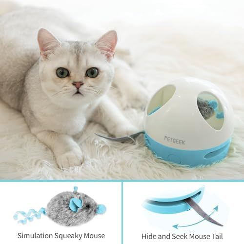 Interactive Cat Toy, Cat Toys With Squeaky Mouse & Rechargea