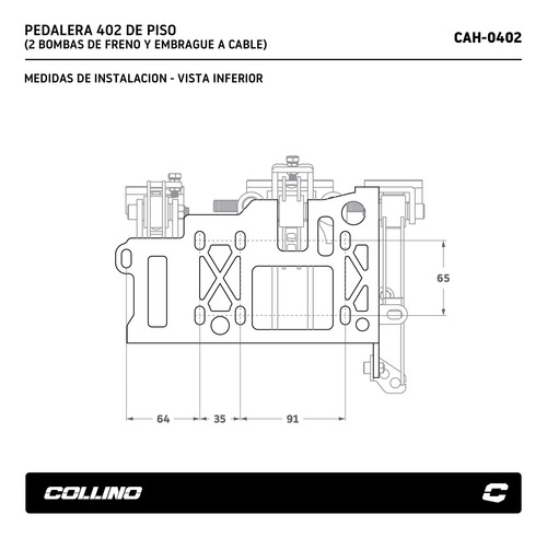 Imagen 7 de 8 de Pedalera Piso 402 2 Bombas Freno + Emb Cable Collino Cuotas